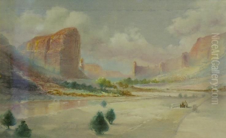 Where The Covered Wagon Once Rolled Oil Painting by Albert Francois Fleury