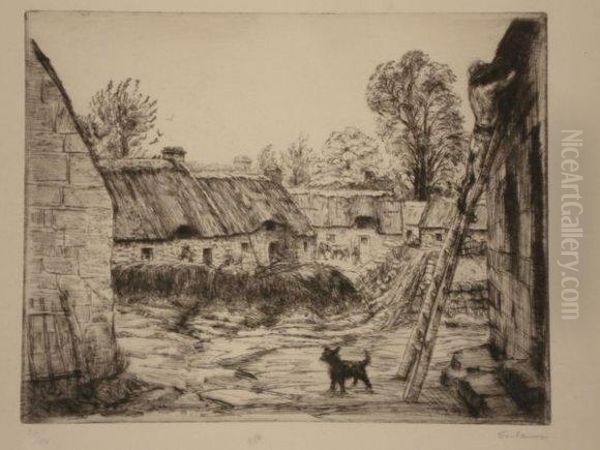 Village De Bretagne Oil Painting by Jean Frelaut