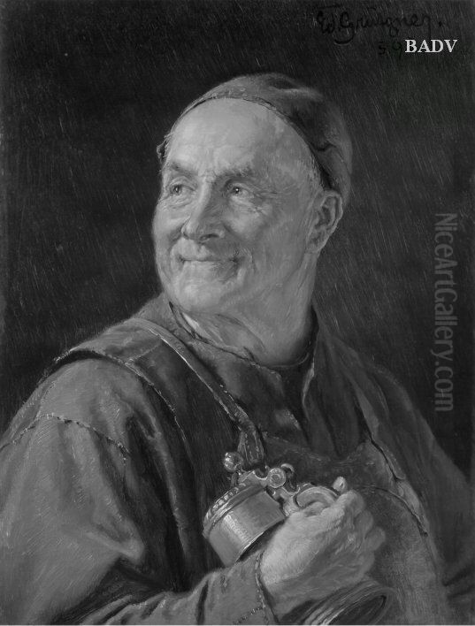 Monch Mit Bierkrug Oil Painting by Eduard Von Grutzner