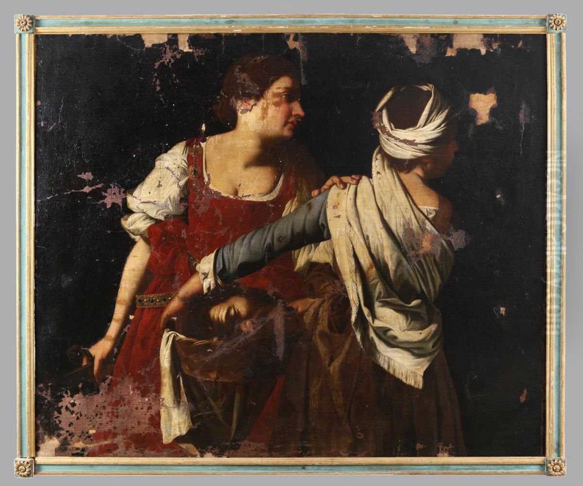 Giuditta E La Sua Ancella Oil Painting by Orazio Gentileschi