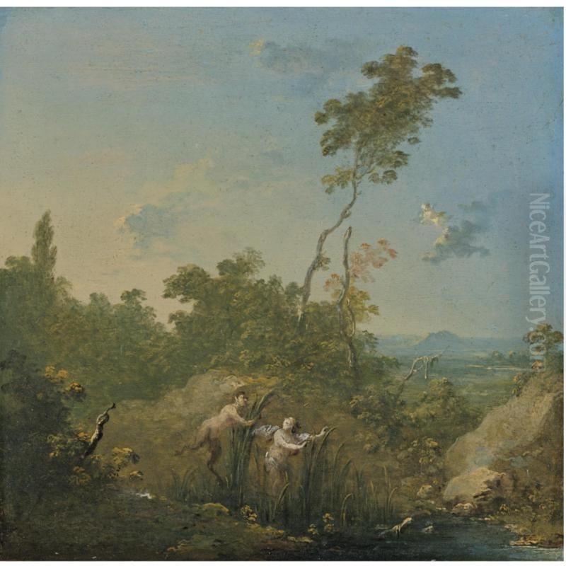 Pan And Syrinx Oil Painting by Norbert Joseph Carl Grund