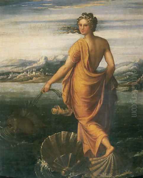 Galatea Oil Painting by Perino Del Vaga (Pietro Bonaccors