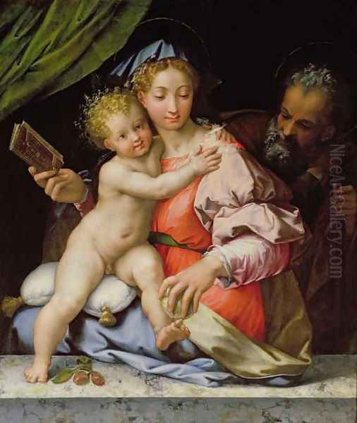 The Holy Family Oil Painting by Perino Del Vaga (Pietro Bonaccors