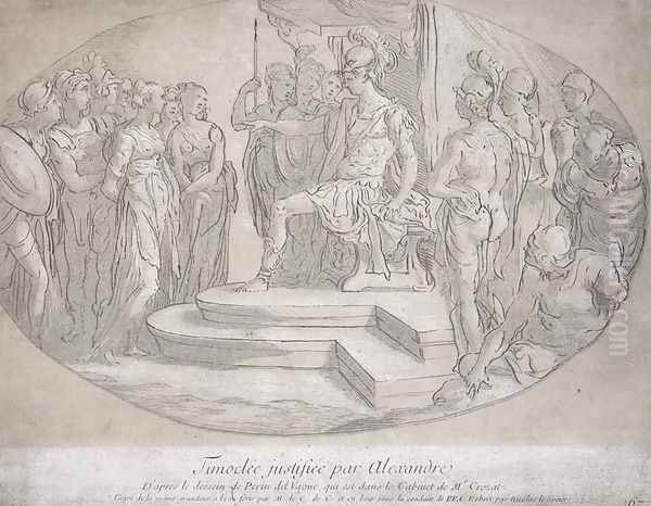 Alexandre et Timoclee, engraved by Nicolas Lesueur (1691-1764) Oil Painting by Perino Del Vaga (Pietro Bonaccors