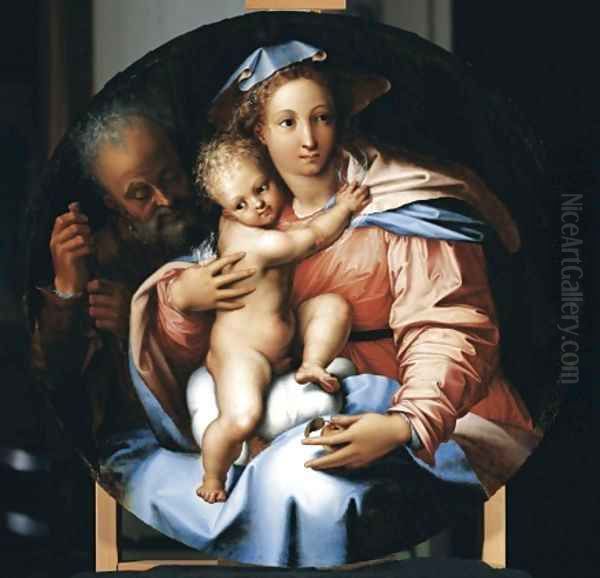 The Holy Family c 1540 Oil Painting by Perino Del Vaga (Pietro Bonaccors