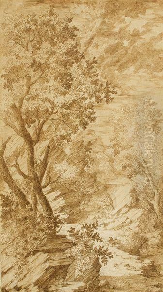 Paysage Rocheux Arbore Anime Oil Painting by Claude Lorrain (Claude Gellee)