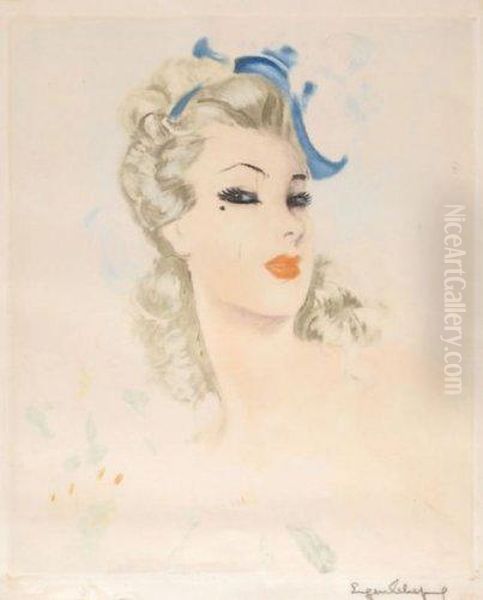 Buste De Jeune Fille Oil Painting by Eugene Lelievre