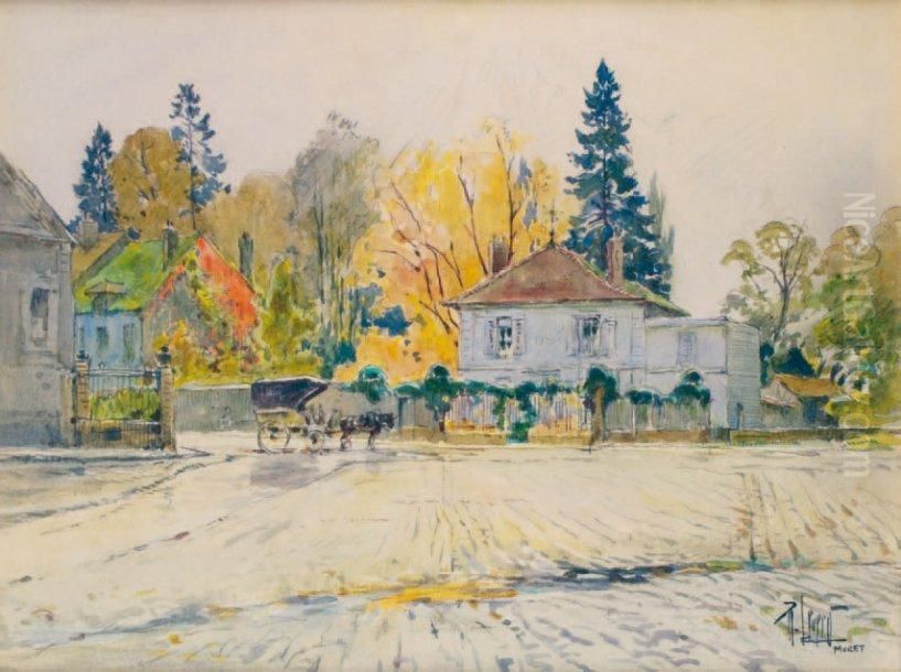 Carriole A Moret-sur-loing Oil Painting by Rene Leverd