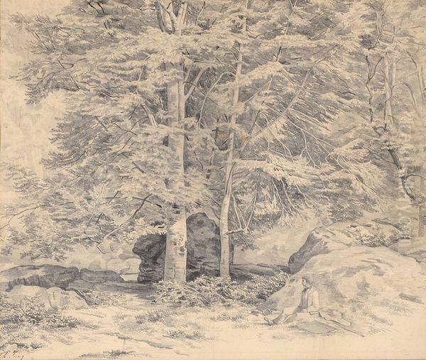 Le Repos Du Jeune Dessinateur Oil Painting by Theodore Levigne