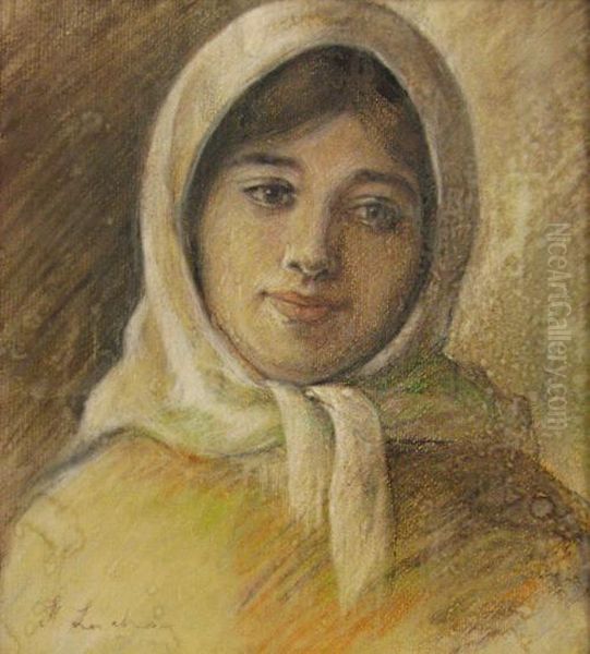 Fata Cu Broboada Alba Oil Painting by Stefan Luchian