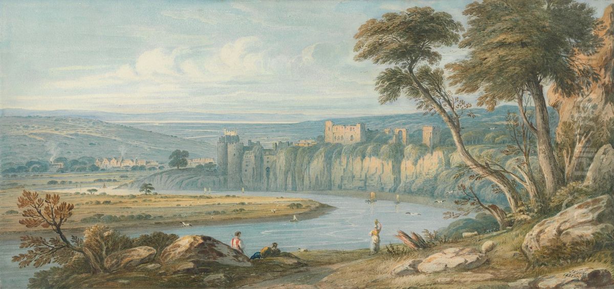 Chepstow Castle Oil Painting by John Varley