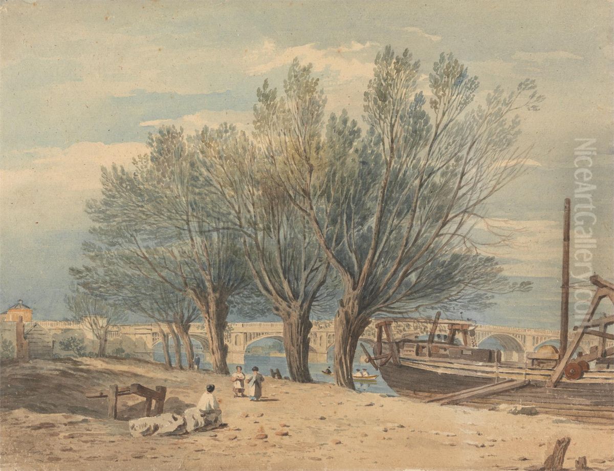 Vauxhall Bridge Oil Painting by John Varley