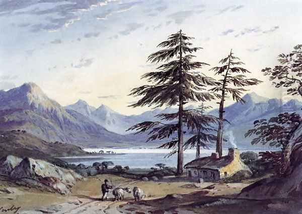 Lake Scene Oil Painting by John Varley