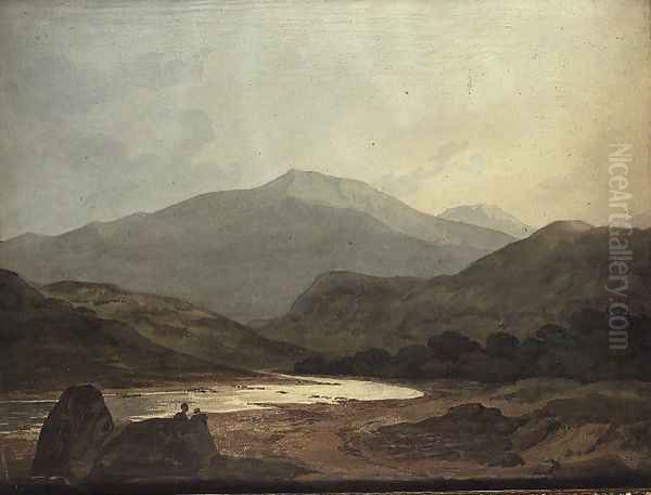 Moel Hebog: looking down the Vale from near Dinas Emrys Oil Painting by John Varley