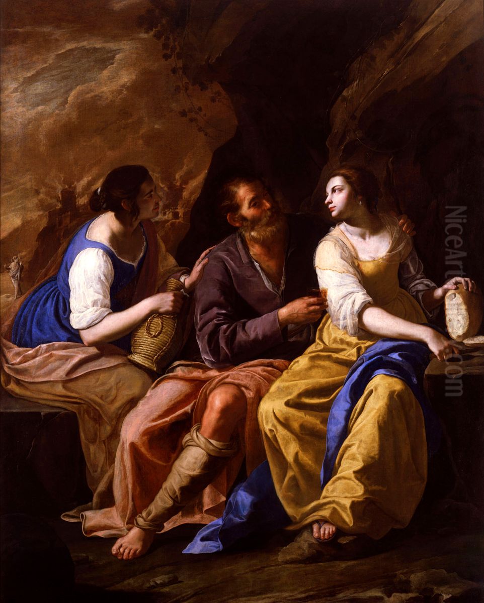 Lot And His Daughters Oil Painting by Artemisia Gentileschi