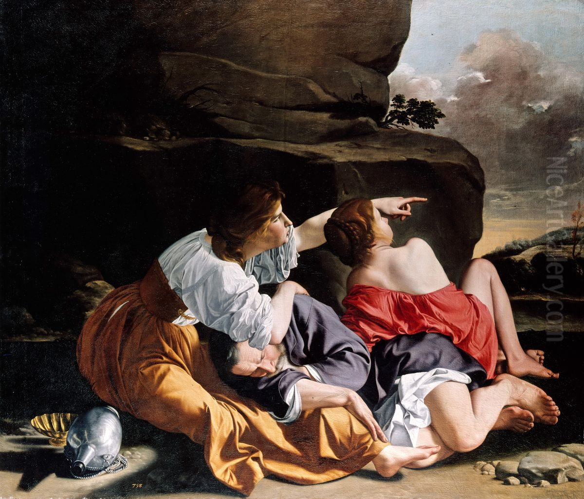 Lot And His Daughters Oil Painting by Orazio Gentileschi