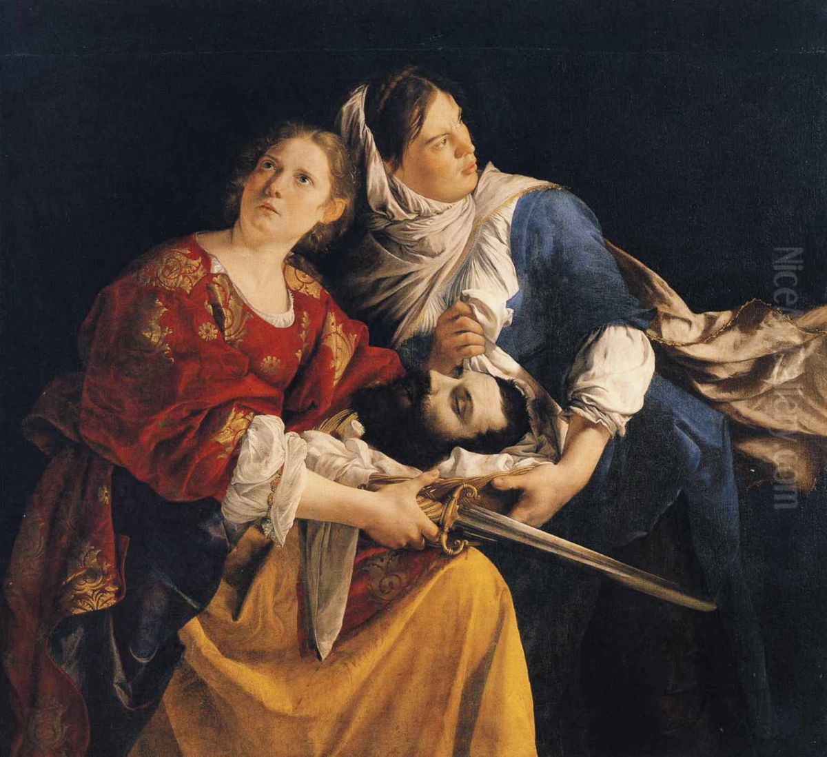Judith And Her Maidservant With The Head Of Holofernes Oil Painting by Orazio Gentileschi