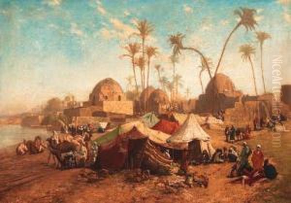 Bedouincamp Oil Painting by Karl Wilhelm Gentz