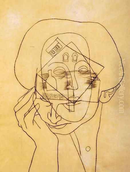 Head with House 1937 Oil Painting by Lajos Vajda