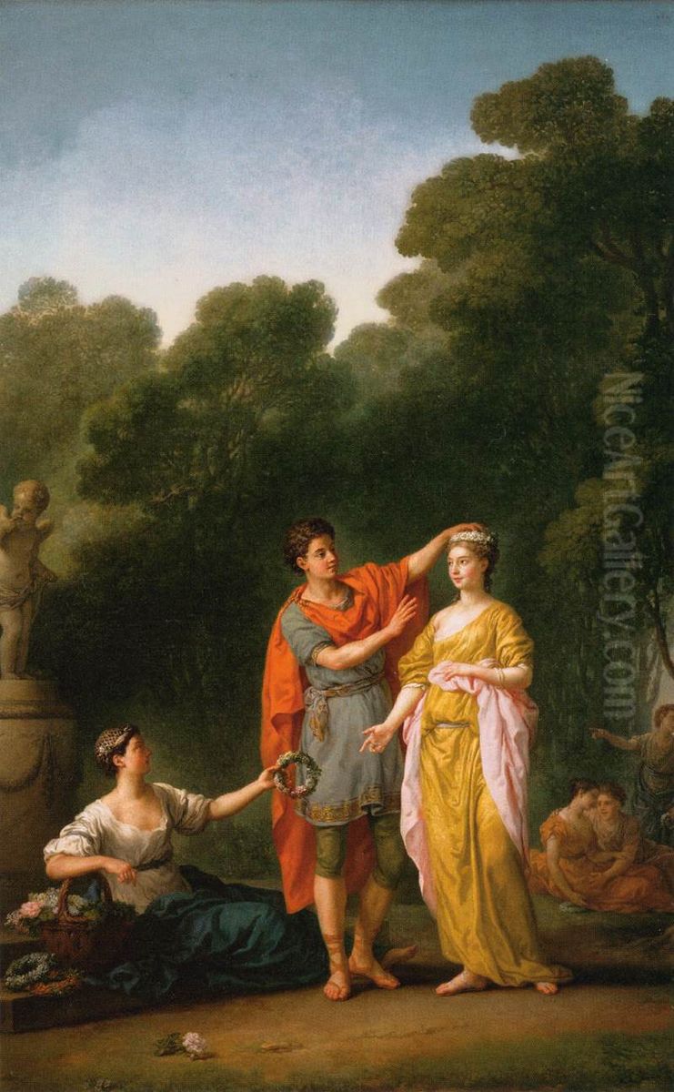 Lover Crowning His Mistress Oil Painting by Joseph-Marie Vien