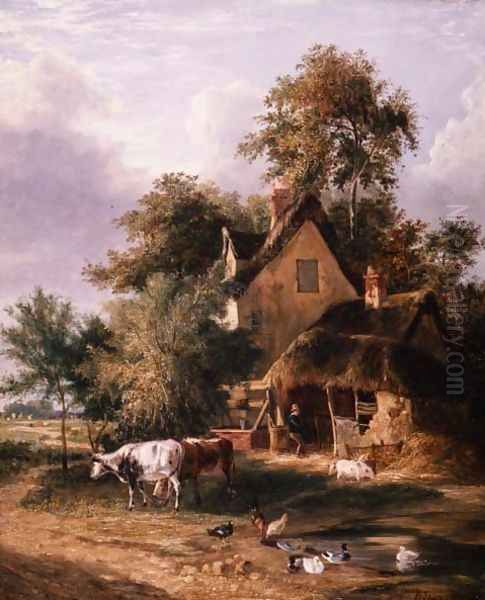 Farmyard Scene Oil Painting by George Vincent