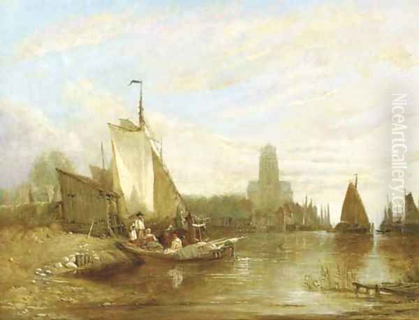 Shipping in the harbour of Dordrecht Oil Painting by George Vincent