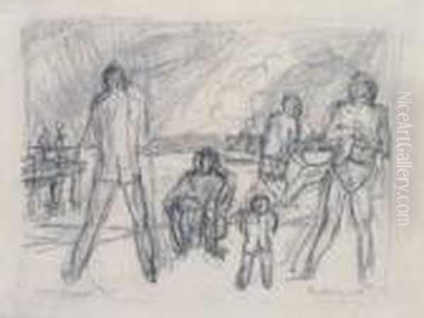 Tegel Freibad Oil Painting by Max Beckmann