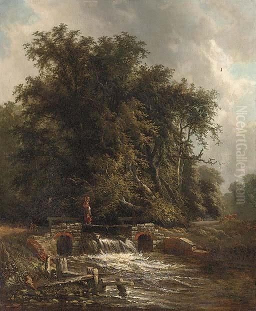 Crossing The Weir Oil Painting by Henry John Boddington
