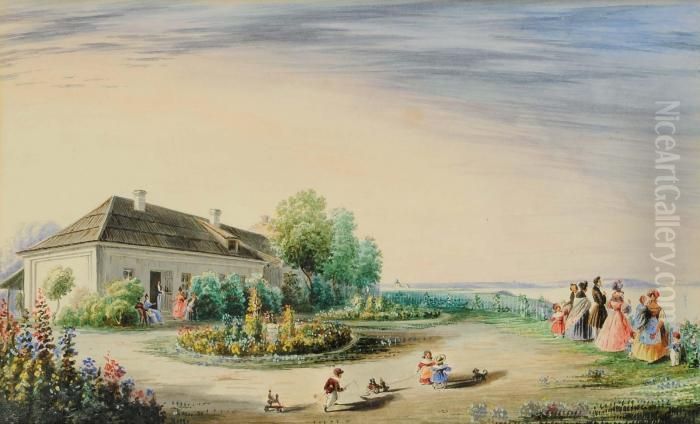 Paesaggi Con Figure Oil Painting by Carlo Bossoli