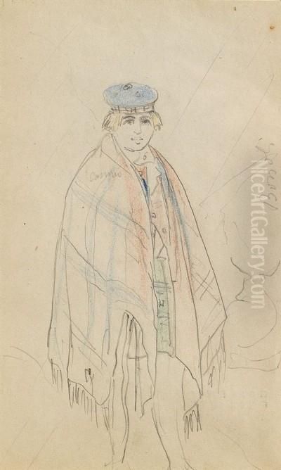 Pastore In Scozia Oil Painting by Carlo Bossoli