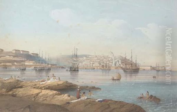 Scenery Of The Crimea: 
Sebastopol; Reitch Seen From The Highroad To Jenikala; Prince 
Waranzoff's Palace In Alupka; Steppes Between Serokop And Semferopol, 
And Two Others Oil Painting by Carlo Bossoli