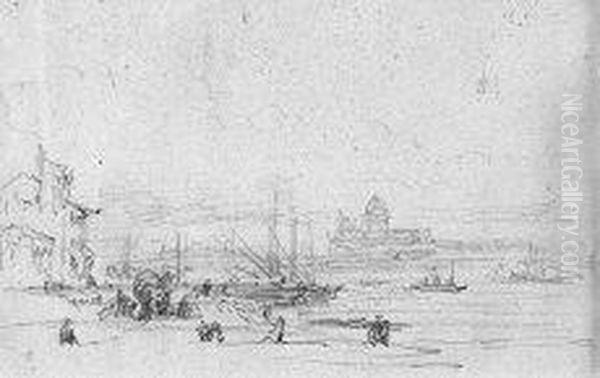 Londra - Sul Tamigi Oil Painting by Carlo Bossoli