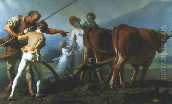 Ploughing Lesson Oil Painting by Francois-Andre Vincent
