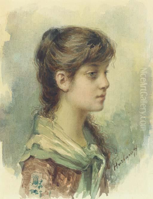The Artist's Daughter Oil Painting by Alexei Alexeivich Harlamoff