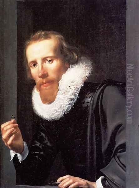 Portrait of a man with a Ring Oil Painting by Werner Jacobsz. van den Valckert