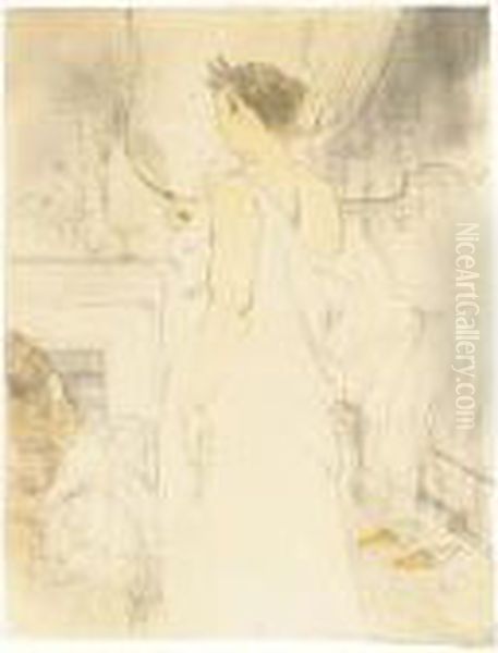 Femme A La Glace, La Glace A Main (d. 185; A. 206; W. 161; Adr. 177) Oil Painting by Henri De Toulouse-Lautrec