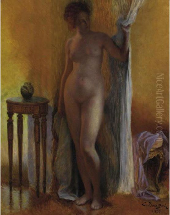 Standing Female Nude Oil Painting by Ludwig Deutsch