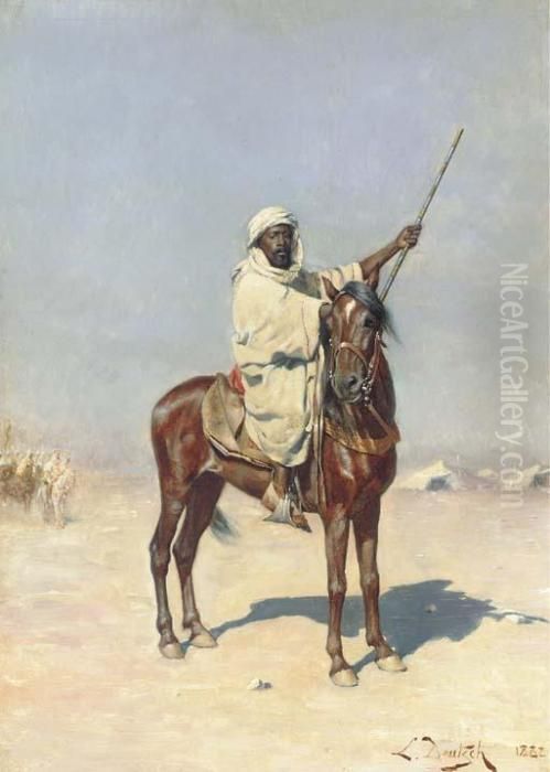 A Horseman In The Desert Oil Painting by Ludwig Deutsch