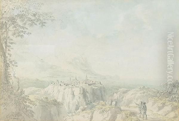 Italianate Landscape Oil Painting by Anthony Devis