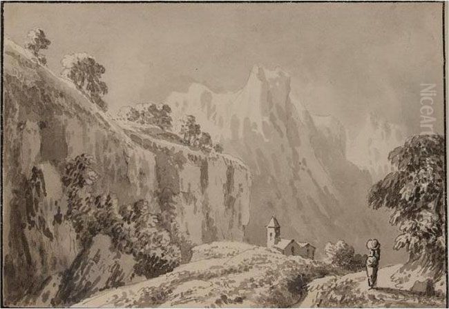 The Village Green, Sulhampstead Berkshire; Sheep Grazing By Ruins On A Hilltop Oil Painting by Anthony Devis