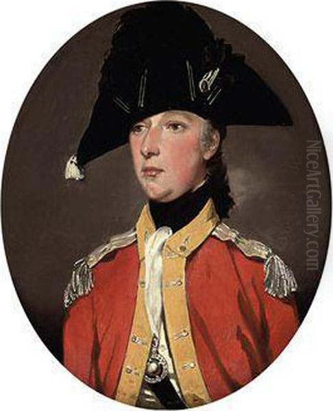 Portrait Of An Officer, Thought 
To Be Lieutenant Hall, Small Half-length, In The Uniform Of The 
Staffordshire Militia Oil Painting by John Downman