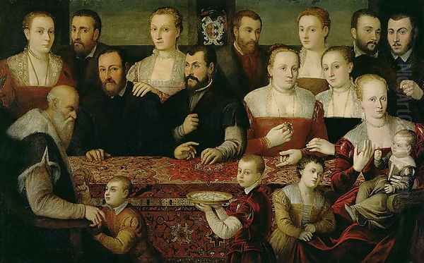Portrait of a Large Family Oil Painting by Vecellio, Cesare