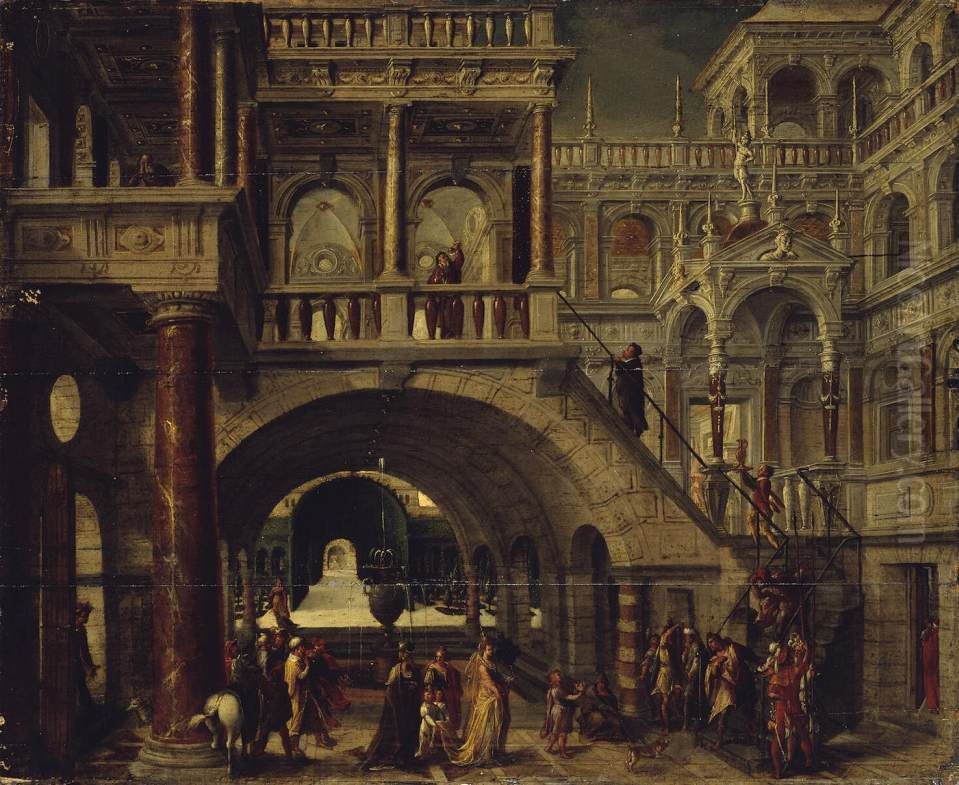 Architectural Landscape Oil Painting by Hans Vredeman de Vries