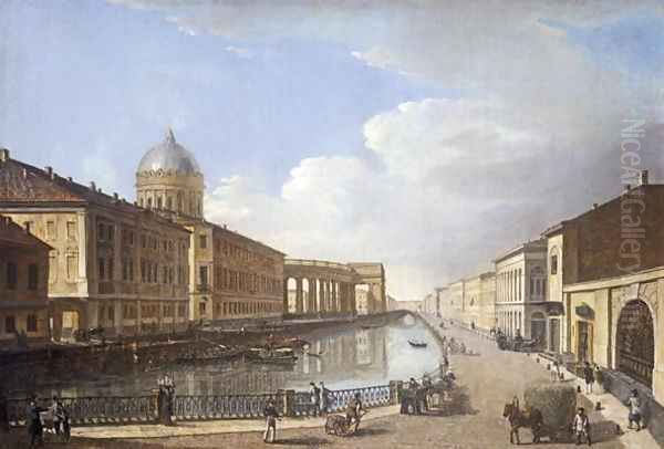 View of Kazan Cathedral, from Ekaterina Canal, St. Petersburg Oil Painting by Timofei Alexeyevich Vasiliev