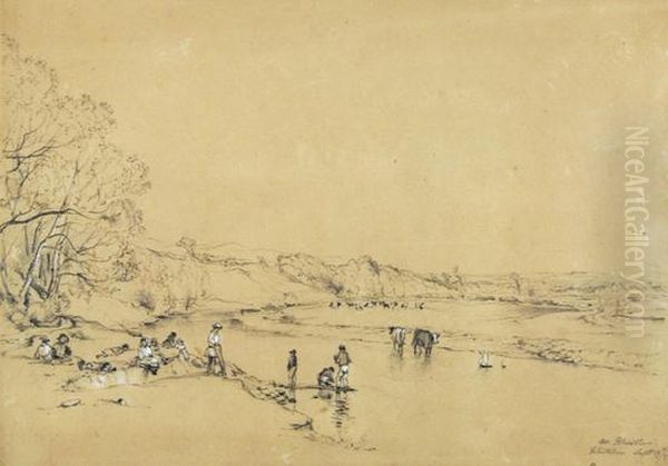 Nr Rhuddlan, Flintshire Oil Painting by James Duffield Harding