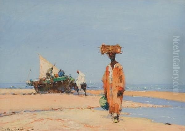 On The Shore Oil Painting by Dudley Hardy