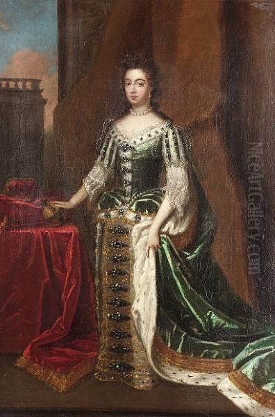 Portrait Of King William Iii, 
Standing Small-full-length In Coronation Robes; And Portrait Of Queen 
Mary Ii, Standing Small-full-length In Coronation Robes Oil Painting by Sir Godfrey Kneller