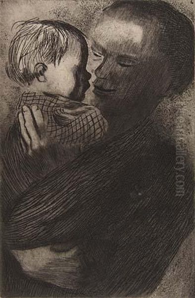Two Etchings.
Mutter Mit Kind Auf Dem Arm Oil Painting by Kathe Kollwitz