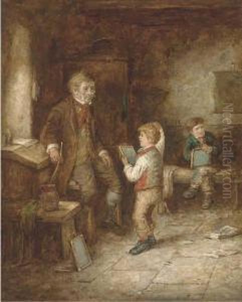 The Mischievous Schoolboy; And A Question For Grandma Oil Painting by Mark W. Langlois