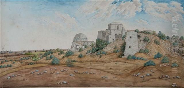 A Ruined Temple In The Holy Land Oil Painting by John Frederick Lewis